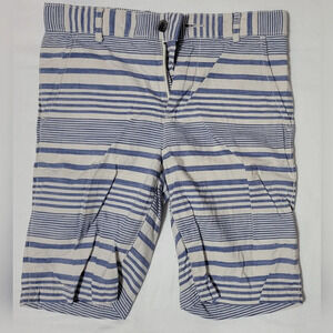 Children's Place Boys Blue‎ Beige Striped Woven Cotton Preppy Chino Shorts Sz 8